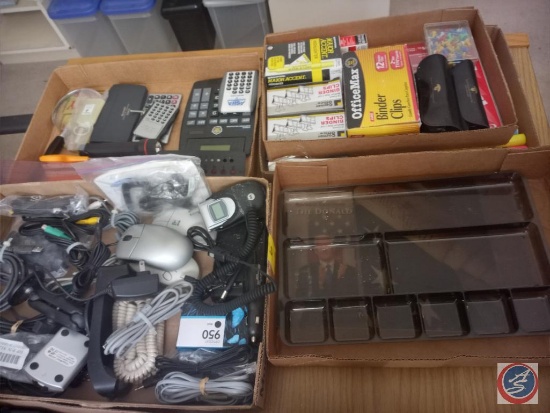 LG Flip Phone, Assorted Computer Mice, Phone Cords, Binder Clips, Calculators and More