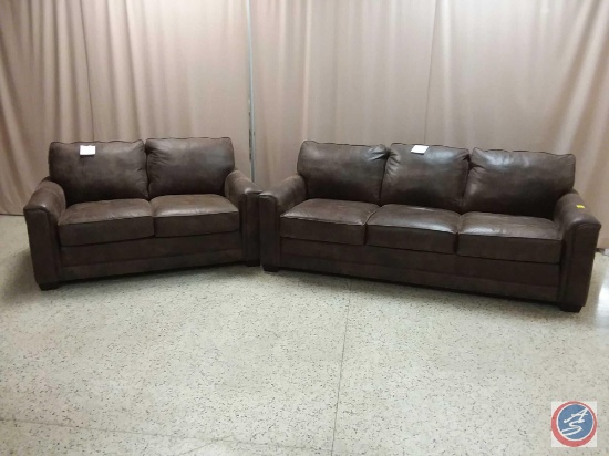 1 leather sofa and loveseat measurements on sofa are 84x40x36 measurements on loveseat are 65x40x36