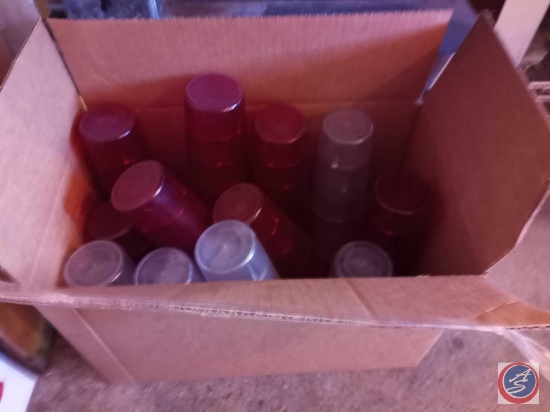 Assorted Red and Clear Plastic Tumblers