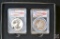 Silver Dollar 2019 (2) Pride of Two Nations Silver Eagle EnhancedREV PCGS PR70, Maple Leaf Silver