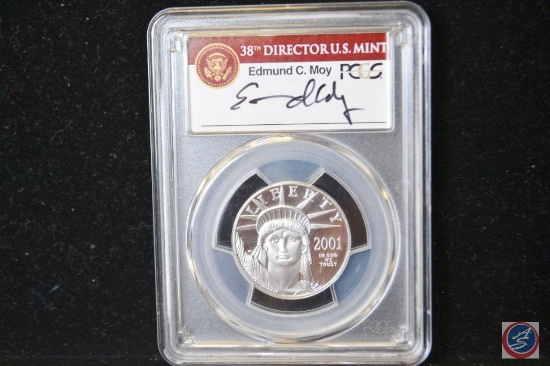2001-W $50 cent PCGS PR70DCAM Statue of Liberty US Director US Mint Edmund C Malloy autographed