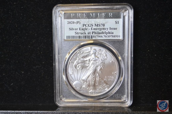 2020-P $1 PCGS MS70 Silver Eagle Emergency Issue Struck at Philadelphia