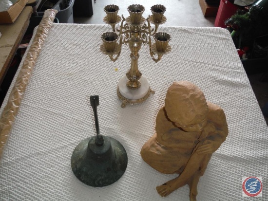 Brass bell, Composit statue, Marble candle holder