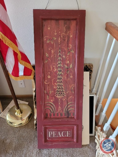 Holiday door hanger and a Korean bar sign