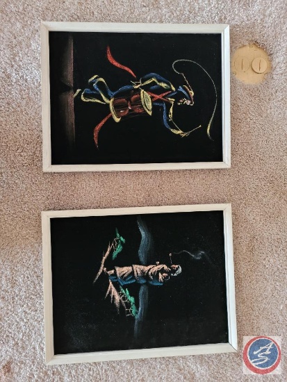 2 pictures on velvet canvas