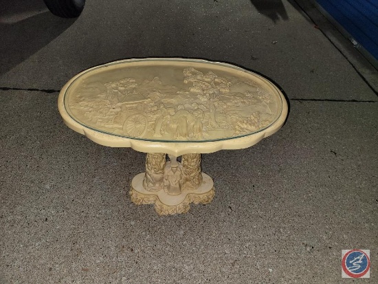 Oriental hand carved table (resin)