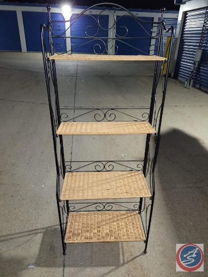 Bakers rack with bamboo shelves