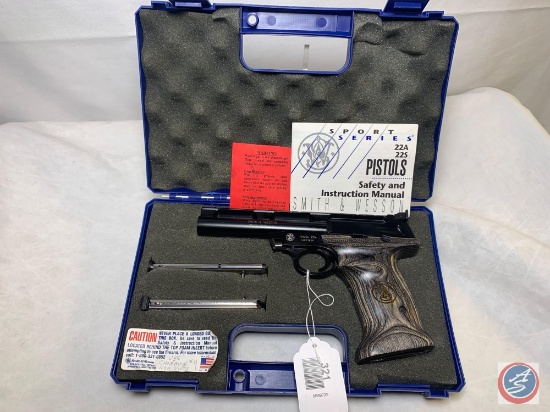 Smith & Wesson Model 22A 22 LR Pistol Semi Auto Pistol Bull Barrel w/Heavy Wood Grips, 2/Mags and