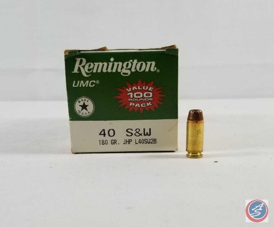 180 Gr. JHP Remington 40 Smith and Wesson Ammo (100 Rounds)