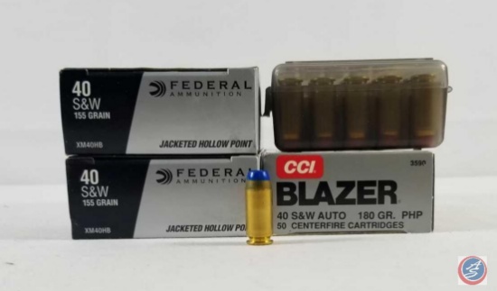155 Gr. JHP Federal Ammunition 40 Smith and Wesson Ammo (100 Rounds), 180 Gr. PHP CCI Blazer 40
