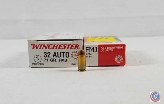71 Gr. FMJ Winchester 32 Auto Ammo (50 Rounds) and 73 Gr. FMJ Sellier and Bellot 7,65 Browning 32
