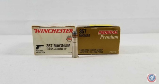 158 Gr. Hydra Shock JHP Federal Premium 357 Magnum Ammo (20 Rounds) and 110 Gr. JHP Winchester 357