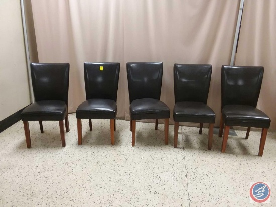 {Sold x Bid} 5 Brown dining chairs sold five times the money (5 x Money)