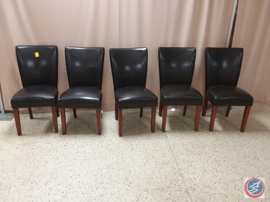 {Sold x Bid} 5 Brown dining chairs sold five times the money (5 x Money)