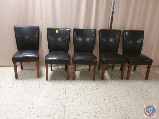 {Sold x Bid} 5 Brown dining chairs with damage sold five times of money see photos for damage (5 x
