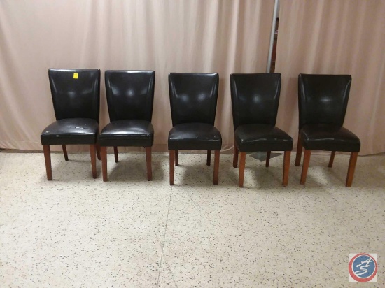 5 Brown dining chairs with damage sold five times the money see photos for damage