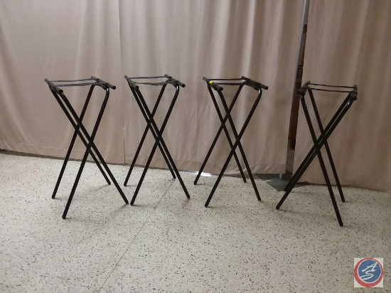 4 black waitress tray stands