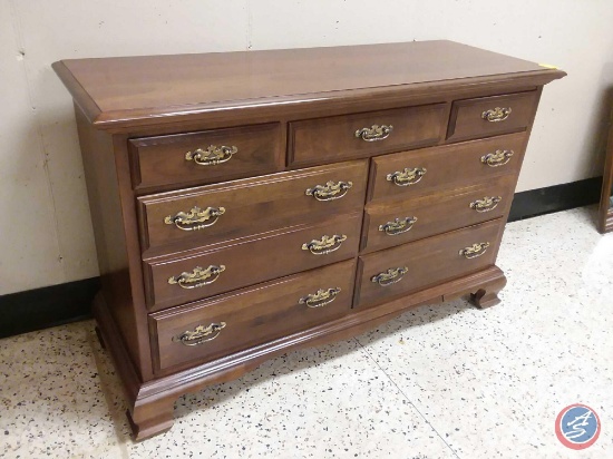 Wooden 9 Drawer Dresser w/Hidden Rollers - 52" x 19" x 33.5"