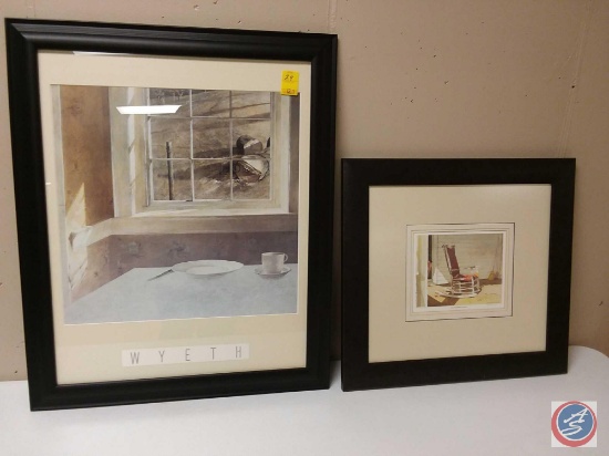 (1) Framed Wall Painting Table Setting by Wyeth 26" x 32", (1) Framed Wall Painting "And on the