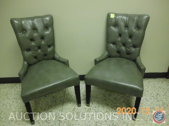 Pair of Sage Colored Leatherette Chairs