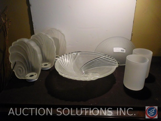 Frosted Glass Sea Shell Lighting Fixtures, Cylinder Frosted Glass Fixtures and Swirl Design Fixtures