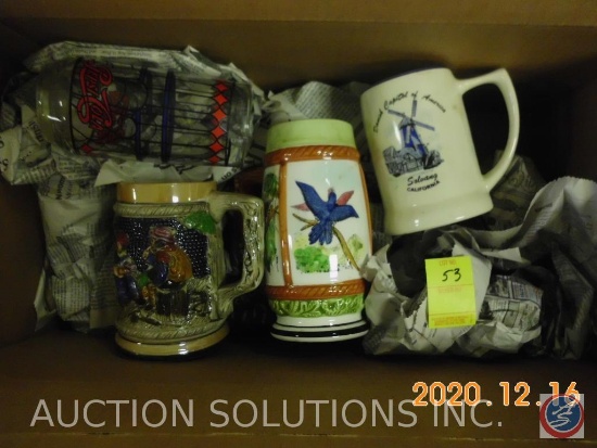 Pepsi Cola Tumbler, (2) Steins and Other Assorted Mugs