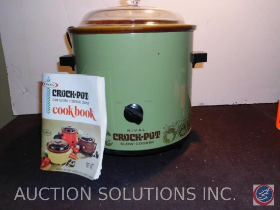 Vintage Avocado Colored Rival Crock Pot with Manual