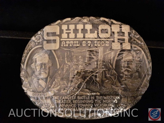 SB Blue Gray Collection Shiloh April 6-7 1882 Grant and Beauregard Belt Buckle Marked 1983