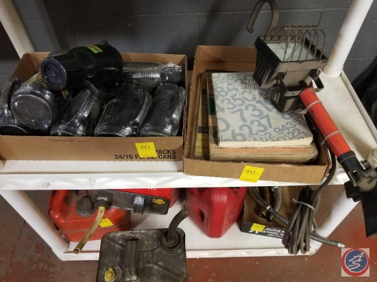 Flat Of Sinclair Thermal Mugs And Misc Automotive Shop Manuals And Halogen Work Light