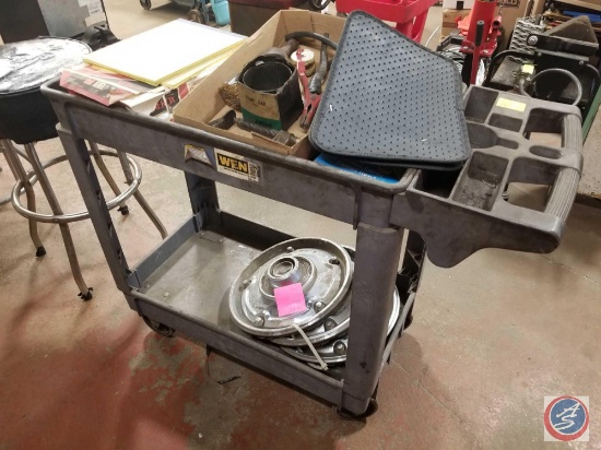 2 Shelf Rolling Cart And Contents