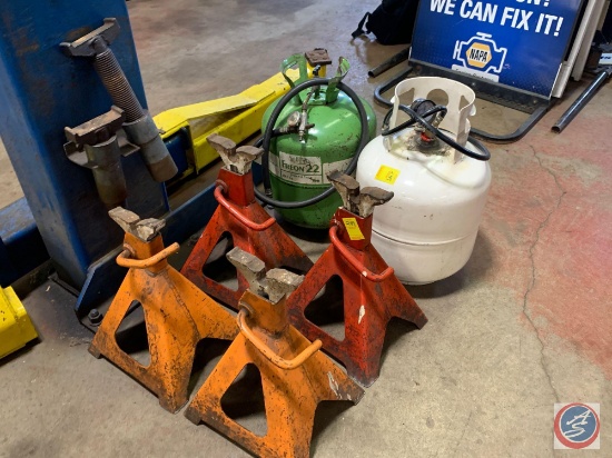 2 Portable Air Tanks And 4 Truck Jack Stands