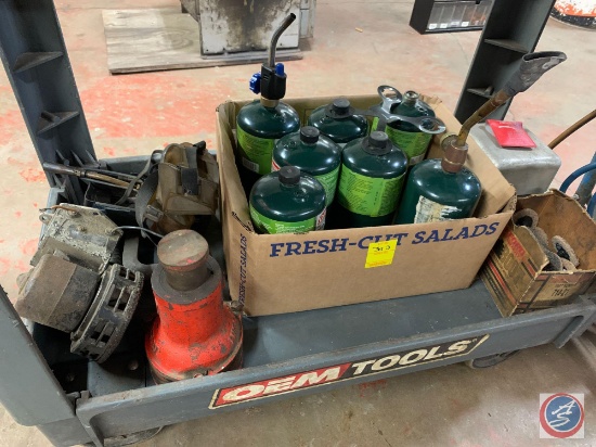 Assorted Automotive Parts, And 7 Cans Of Propane With Torch Head