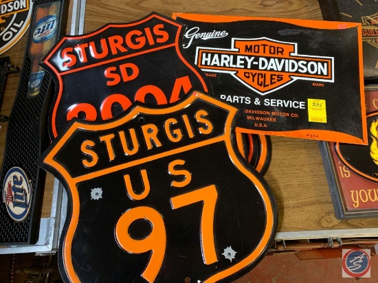 Sturgis1997 And 1994 Road Signs, And Harley Davidson Parts And Service Sign