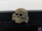 German WWII Waffen SS Visor Cap Skull Marked ES PF, Stamped Nickel Construction with Two Flat Prongs