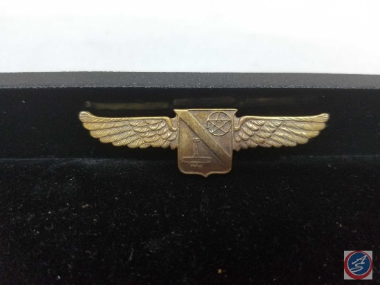 USAAF WWII Army Air Force Aviator Pilot Training Wing Front: Outline of Airplane with Sheild and