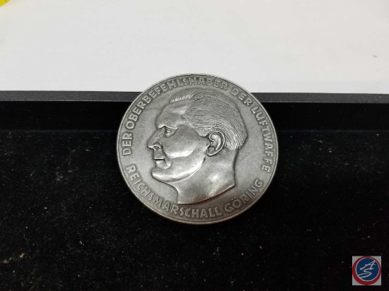 German WWII Luftwaffe Outstanding Achievements Table Medallion Bust Image of Hermann Goring Marked