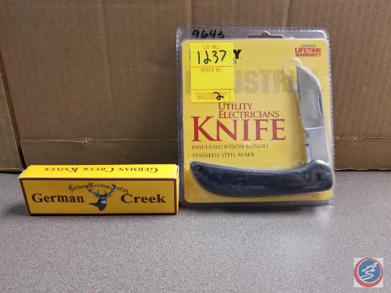 German Creek Pocket Knife in Original Box and Lansky Utility Electrician Knife w/ Nylon Handle and