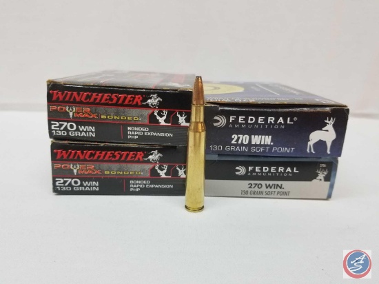 130 Gr. Bonded Rapid Expansion PHP Winchester Power Max 270 Winchester Ammo (40 Rounds) and 130 Gr.