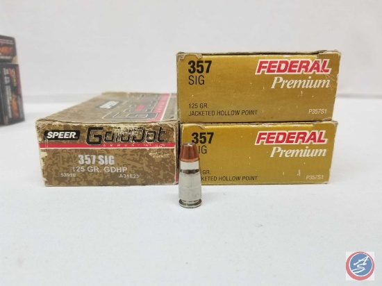 125 Gr. JHP Federal Premium 357 Sig Ammo (100 Rounds) and 125 Gr. GDHP 357 Sig Gold Dot Ammo (50