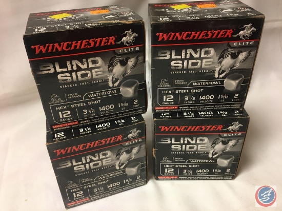 {{4X$BID}} 12 Ga. Winchester Blind Side Waterfowl Hex Steel Shot 3 1/2'' Shotgun Shells (100 Shells)