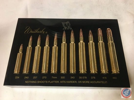 Weatherby...Resin Encased Sample Bullets Ranging From 224 Up To 460 Bullets Marked Nothing Shoots