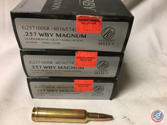 {{3X$BID}} 100 Gr. Weatherby .257 WBY Magnum Ammo (60 Rounds)