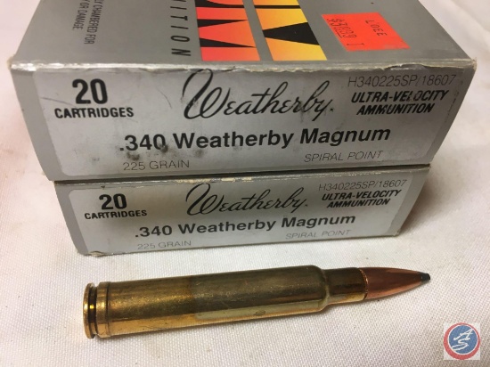 {{2X$BID}} 225 Gr, Weatherby....340 Magnum...Spiral Point Ammo (40 Rounds)