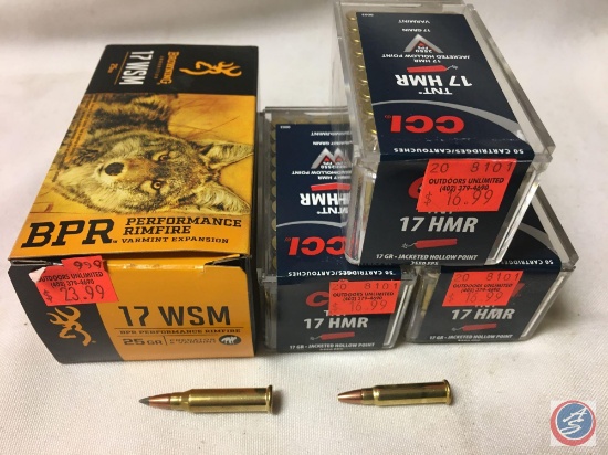 25 Gr. Browning...17 WSM BPR Varmint Ammo (25 Rounds) and 17 Gr. CCI 17HMR Jacketed Hollow Point Amm