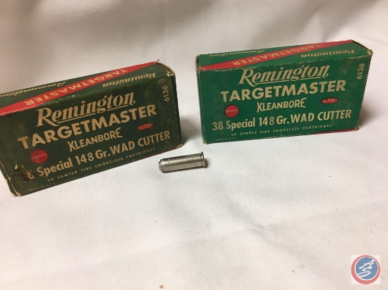 {{2X$BID}} Remington 38 Special 148 Gr. Wad Cutter (77 Rounds) Ammo NOTE: 1 Box is Partial