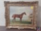 Horse Standing On Farm Framed Painting On Canvas Signed Harrison Measuring 26