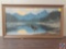 Elk Standing In Water With Mountains In Background Framed Painting On Canvas Signed Miles L Maryott