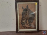 Framed Horse In Real Leather Bridle Measuring 25