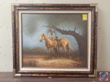 Cowboys In The Woods Framed Canvas Signed James Gray Measuring 30