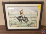 Framed Watercolor Titled Steamboat Signed A.W. From Larami Wyoming Measuring 19 1/2'' X 15 1/2''